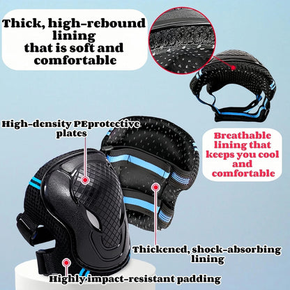 Kids Knee Pads and Elbow Set,Knee for Medium, black&red