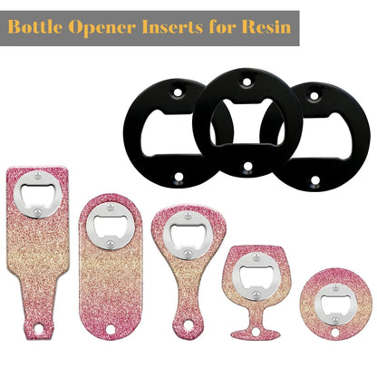 Bottle Opener Insert - 50 Sets Stainless Steel Inserts Kit 50 SETS, Black