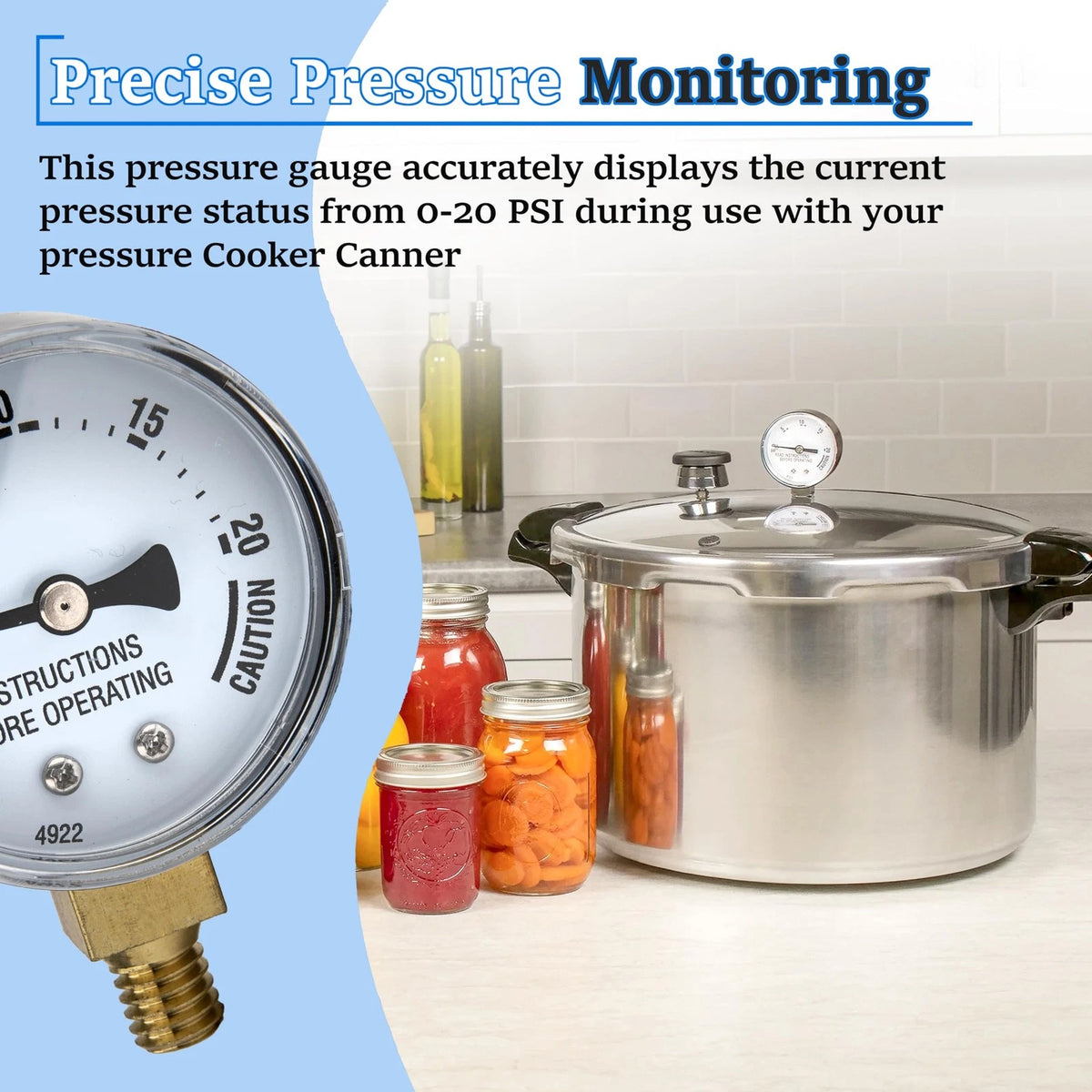 Stainless Steal Cooker Pressure Guage,Replace for Presto 85772 0, silver
