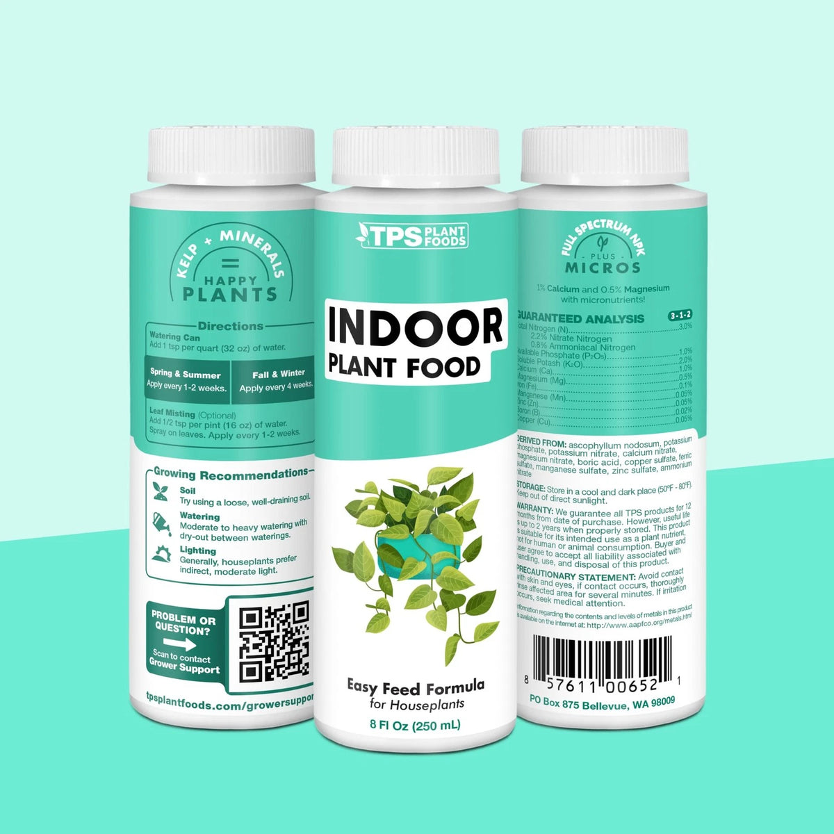 Indoor Plant Food - Liquid Fertilizer for Plants & 8 oz (1/2 Pint)