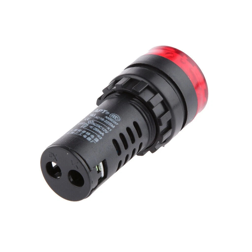 2Pcs 22mm/ 0.9inch Red LED Buzzer Alarm Signal Indicator Flash Light Panel Mount
