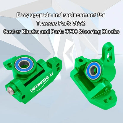 OGUNKE RC Aluminum Front Caster Block&Steering Blocks and Rear Stub Green