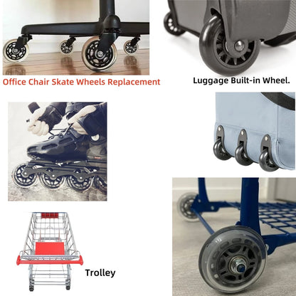 Rhinenet Replacement Luggage Suitcase Wheels OD 68mm 68X24X6, Black-Clear