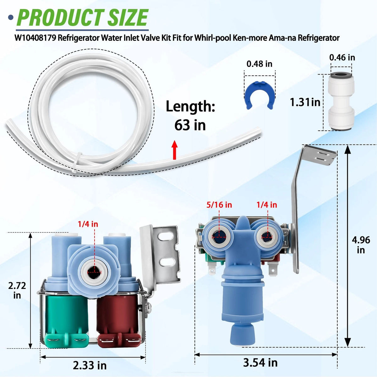 WRS325fDAM02 Refrigerator Ice Maker Water Inlet Valve Fit for As Pictured