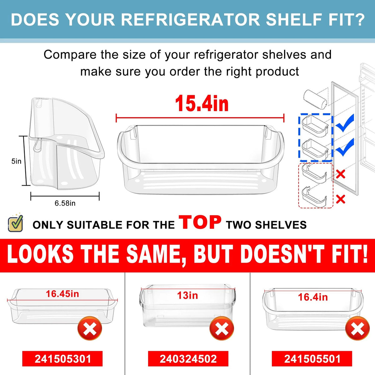 2 PACK Upgraded 240356402 Refrigerator Door Bin Replacement for Clean