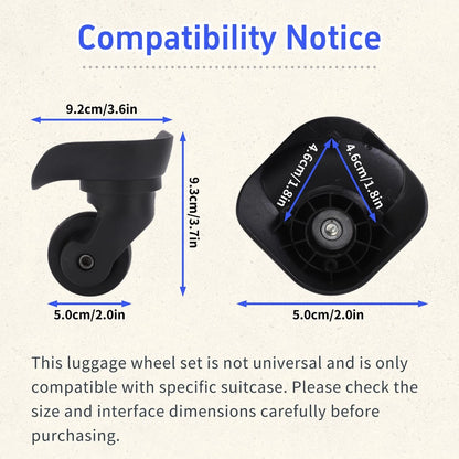 Leapiture A23 Luggage Wheels Replacement Mute Swivel Suitcase Casters 1 Black