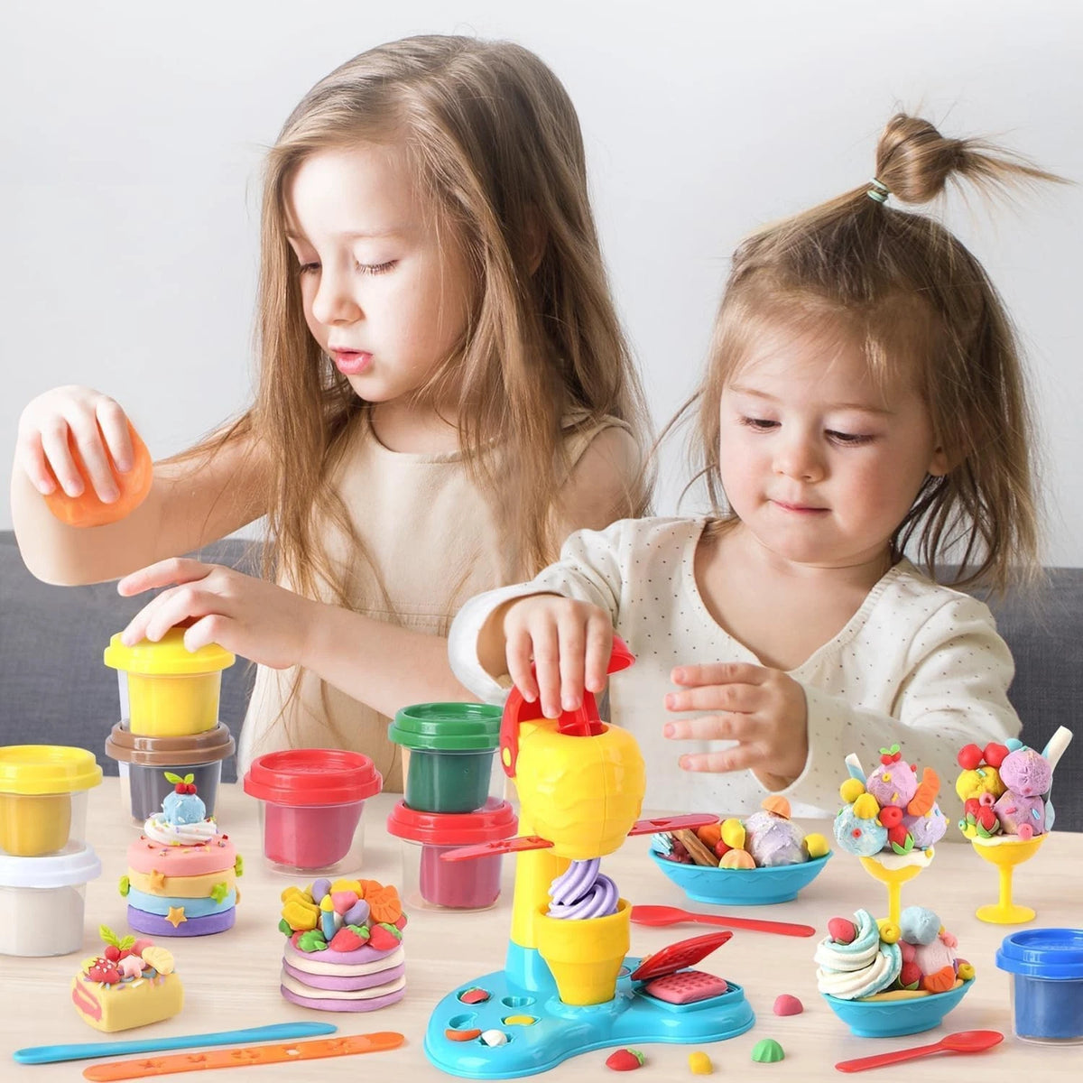 Color Dough Sets for Kids Ages 4-8, Play Kitchen Ice Cream Medium, Yellow Red