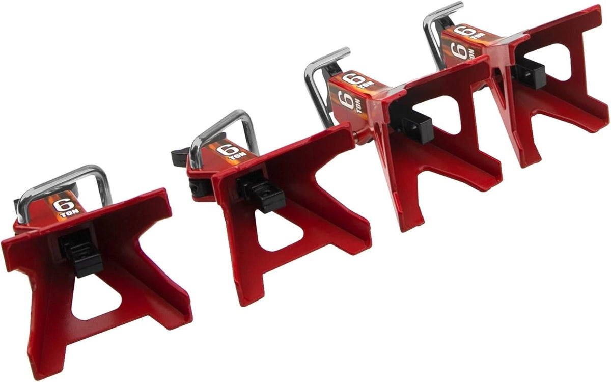 4Pcs Vgoohobby 1/10 RC Scale Toy Decoration Metal Jack Stands Red