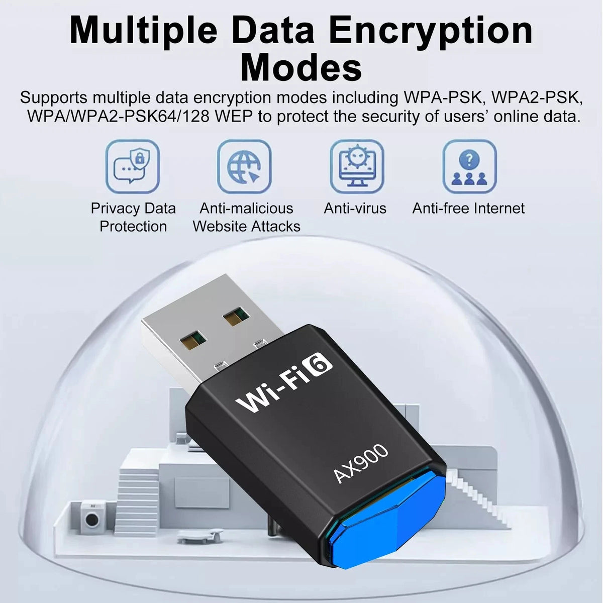 900M 2.4/5Ghz WiFi 6 USB Receiver Accessories For Win 7/10/11 For Kirin WiFi/AP
