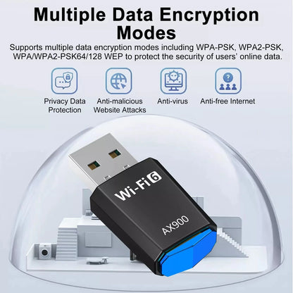 900M 2.4/5Ghz WiFi 6 USB Receiver Accessories For Win 7/10/11 For Kirin WiFi/AP