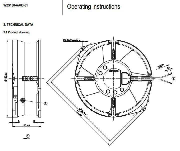 Ebmpapst W2S130-AA03-01 7855ES Cabinet Cooling Fan 230V 39/45W 2800RPM Axial Fan