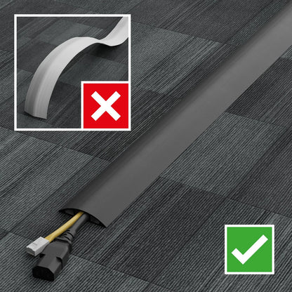 D-Line 6ft Floor Cord Cover, Cable Protector, Hide Extension 6 Feet, Black