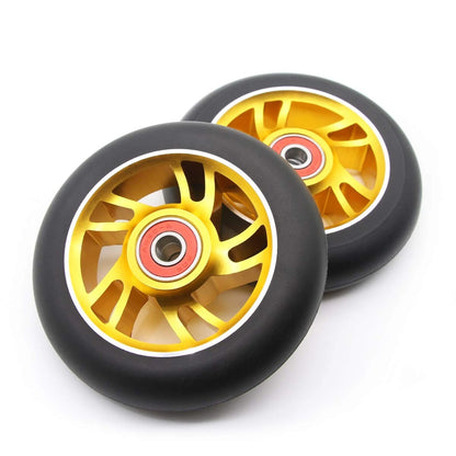 2pcs Replacement 100mm Pro Scooter Wheels with Abec 9 Bearings 100mm, Gold
