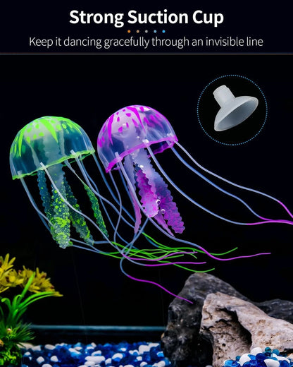 Uniclife 6 Pcs Glowing Jellyfish Ornament Decoration for Aquarium