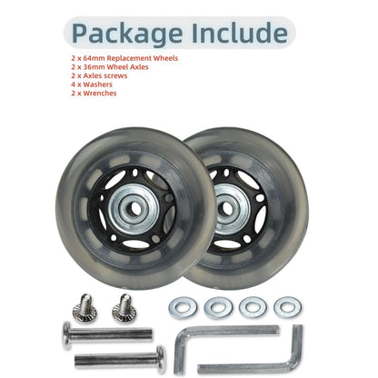 Rhinenet Replacement Luggage Suitcase Wheels OD 68mm 68X24X6, Black-Clear