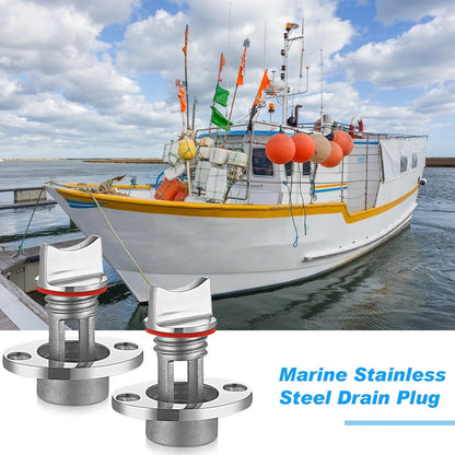 Ripeng Boat Drain Plug Stainless Steel Marine Oval Garboard Red