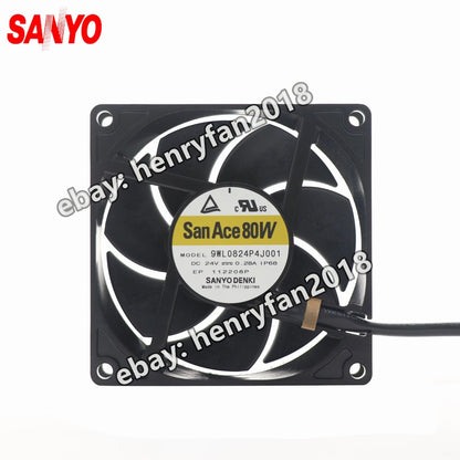 SANYO Denki 9WL0824P4J001 SanAce DC Fan 24V 0.28A 80*80*25MM IP68 Axial Fan