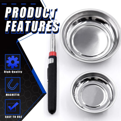 Glarks 4Pcs Magnetic Tool Trays with Pickup Set, 3" 4" 6"...