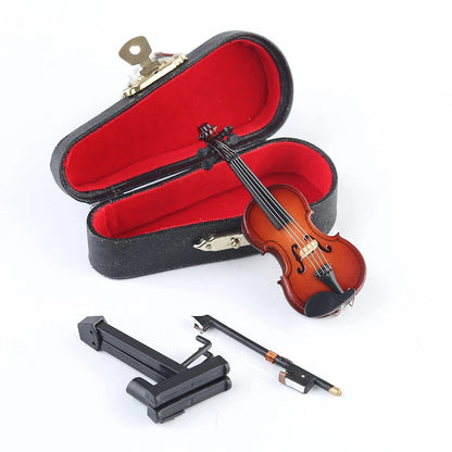 Dselvgvu Wooden Miniature Violin with 3.15"x1.18"x0.59", 3.15"x1.18"x0.59"