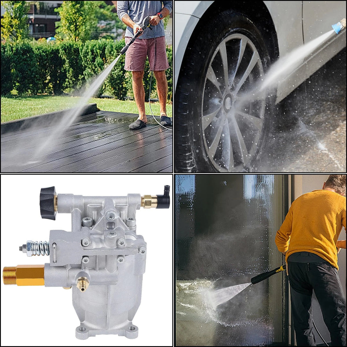 Biswing Pressure Washer Pump, 3/4" Shaft Horizontal Axial Plunger, Silver