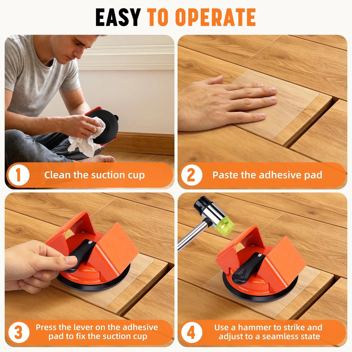 WorWav Floor Gap Fixer Tool, Fix Laminate, Vinyl, Hardwood Gaps in Orange