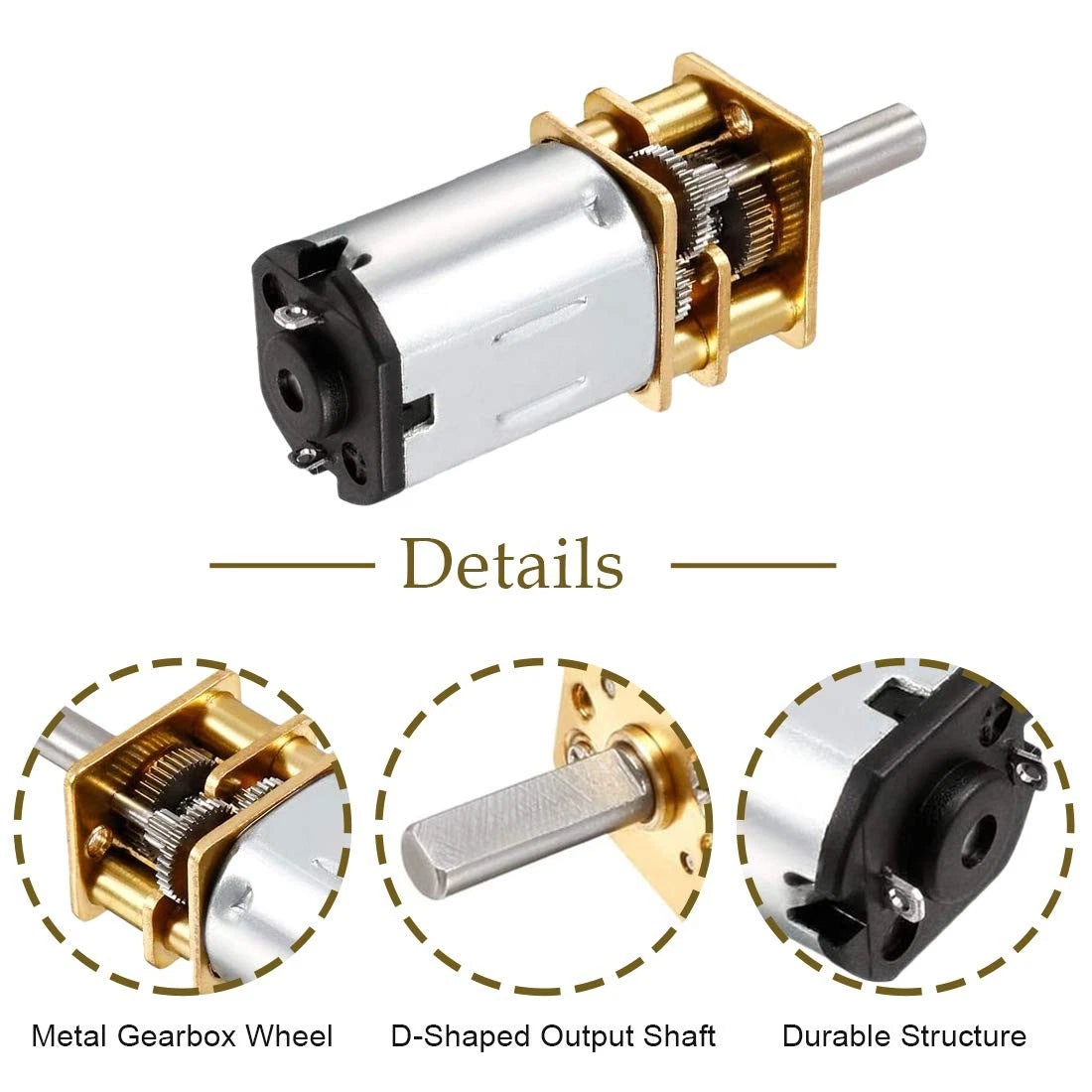 Hxchen DC 6V 60RPM Mini Metal Gearwheel Gear Motor 3mm Shaft for Robot
