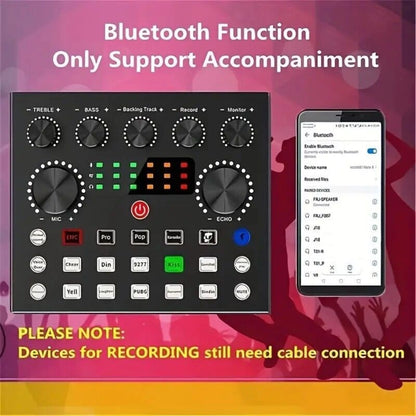 Multi-function V8S Sound Card W/Rich Sound Effect Live Broadcast Audio Equipment