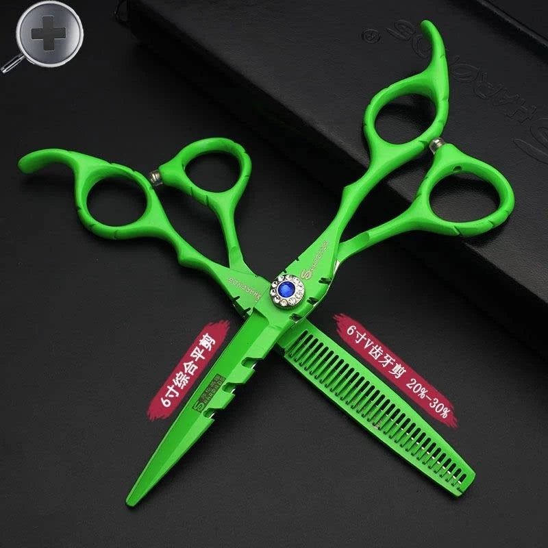 SHARONDS 6 Inch 440C High Hardness Stainless Steel Hair Scissors 6 2pc-c