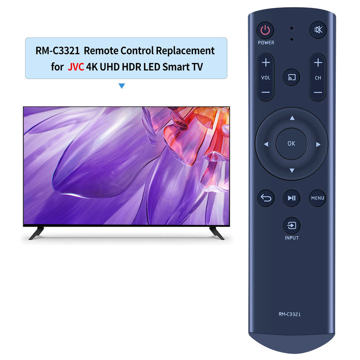 RM-C3321 Remote Control For JVC TV LT-49MA875 LT-55MA875 LT-65MA875
