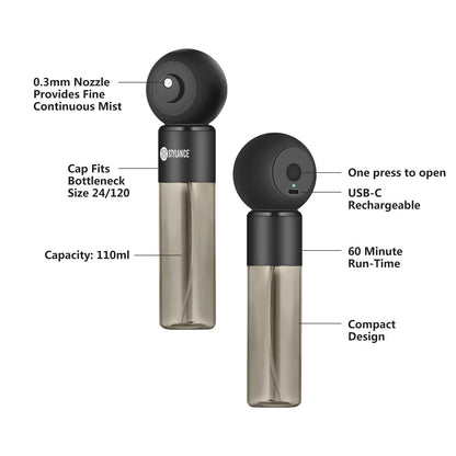 STYLANCE Cordless Mini Nano Mister, Handheld Portable Facial Black and Gray