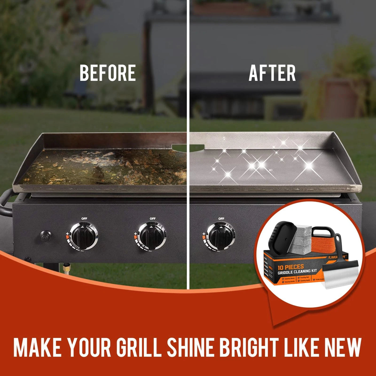 AWEASROY Griddle Cleaning Kit for Blackstone, Flat Top Grill Black