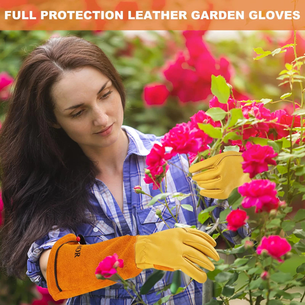 SLARMOR Long Gardening-Gloves Women/Men-Thorn Medium (Pack of 1), Yellow