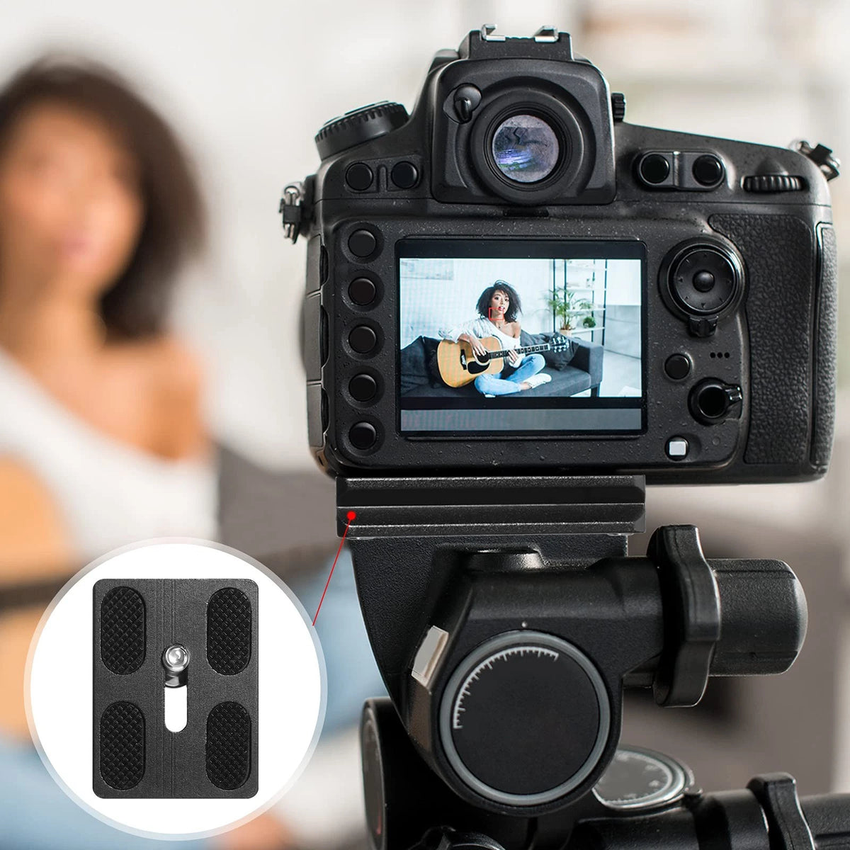 Frienda 2 Pieces Metal Quick Release Plate with 1/4''-20 Camera 50mm, Black