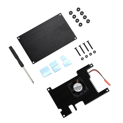 Aluminum Cover+Base+ Passive Cooling Fan+ Silicone Heatsinks For Orange Pi 5