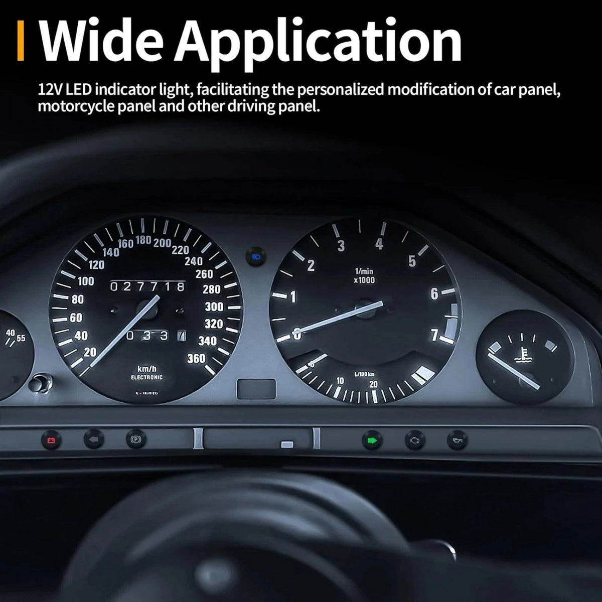Waterproof Dashboard Indicator Set DC 12V 24V LED Warning Lights Automotive