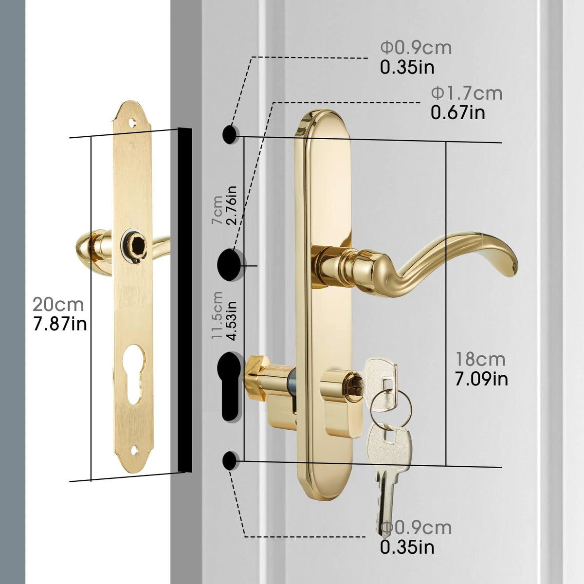 MaxxGeek Storm Door Handle Accessory Set fit Pella handle, Polished Gold
