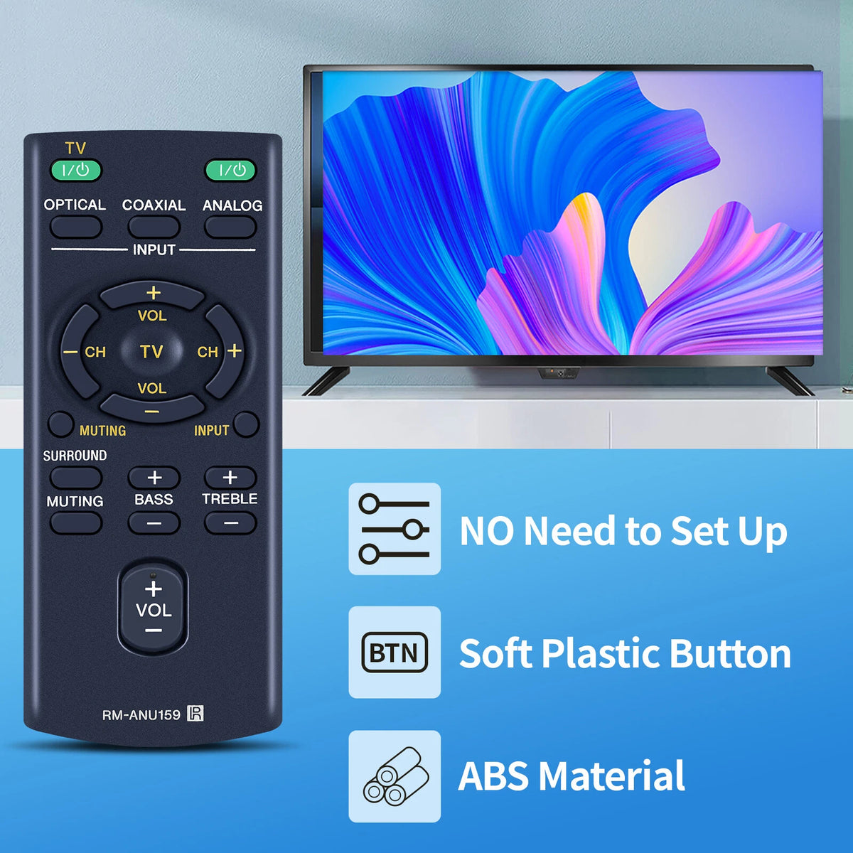 RM-ANU159 Remote Control For Sony Sound Bar HT-CT60 HT-CT60/C SA-CT60 SS-WCT60