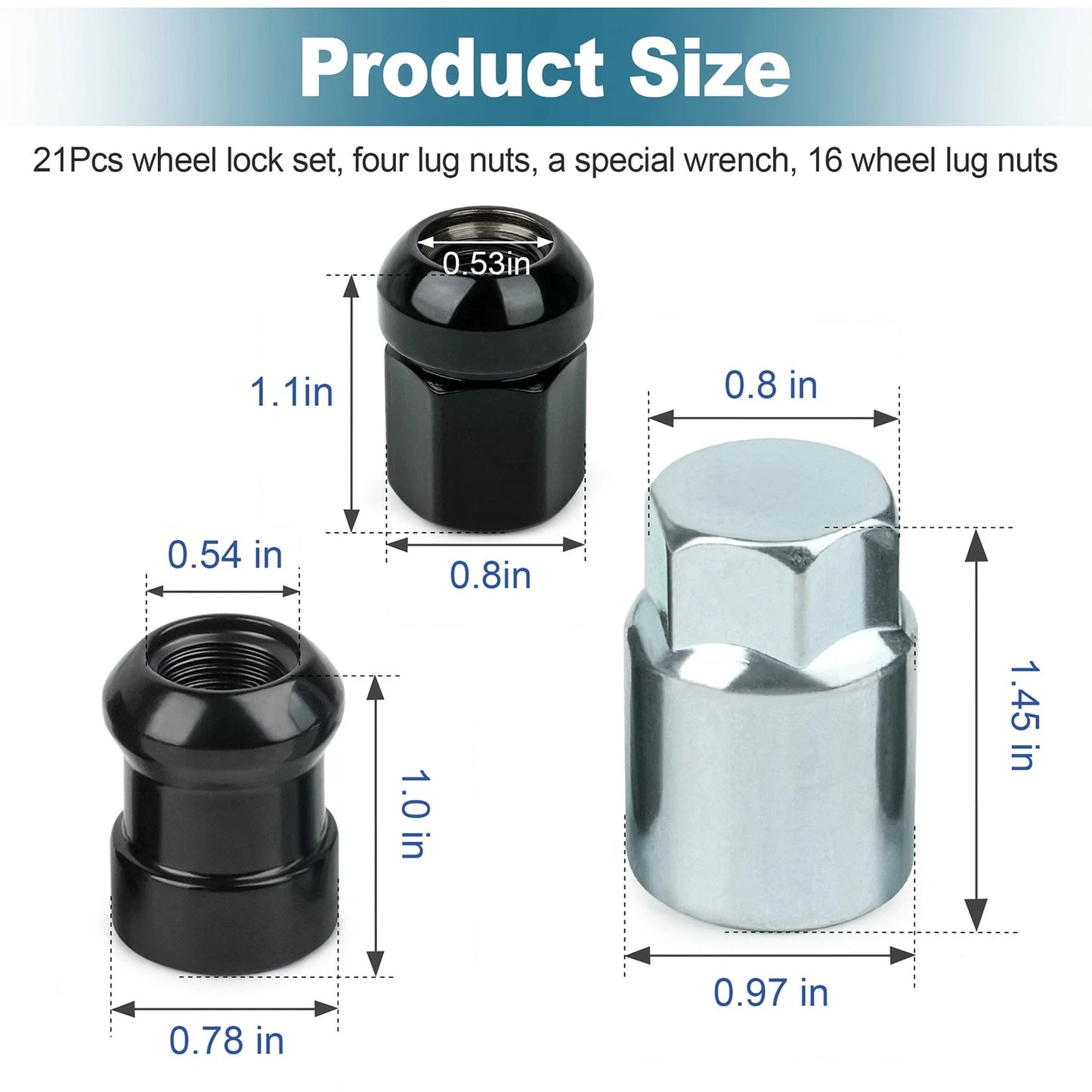 21Pcs 08W42-S2A-100 Wheel Locks Lug Nuts Set For Honda CR-V 2017-2022