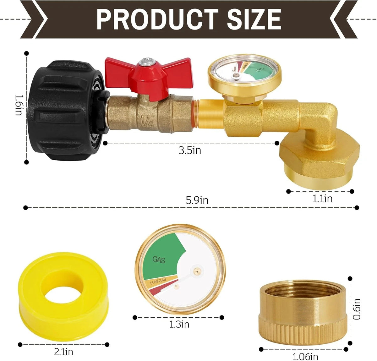 Propane Refill Adapter for 1 LB. Tanks, with 4 caps