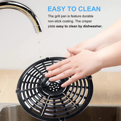 Air Fryer Grill Pan for Power XL 5QT, 8.7'' 5QT Round Round, Black