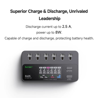ISDT E625 6 Ports 1S LiHV Battery Charger Board Portable Type-C Black