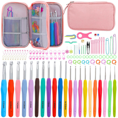 Crochet Hook Set 120Pcs Needles Kit Ergonomic 120 Pcs, Multicolor1