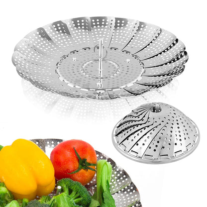 Sayfine Vegetable Steamer Basket, Premium Large ( 6" to 10.5"), Silver