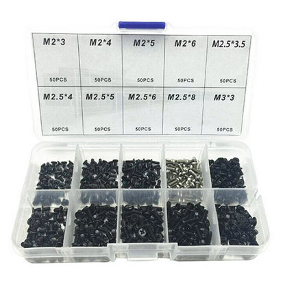 1Box Alloy Steel M2 M2.5 M3 10 Sizes Laptop Computer Notebook Repair Screws Kit