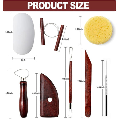 LINPHCEY 8-Piece Clay Sculpting Tools Set Perfect for Polymer RED WOOD - 8PCS