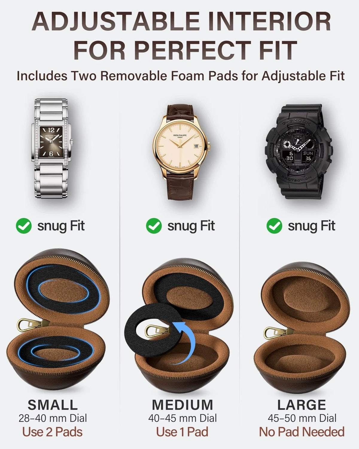 ProCase Single Watch Travel Case with Carabiner Clip – Rigid EVA Espresso
