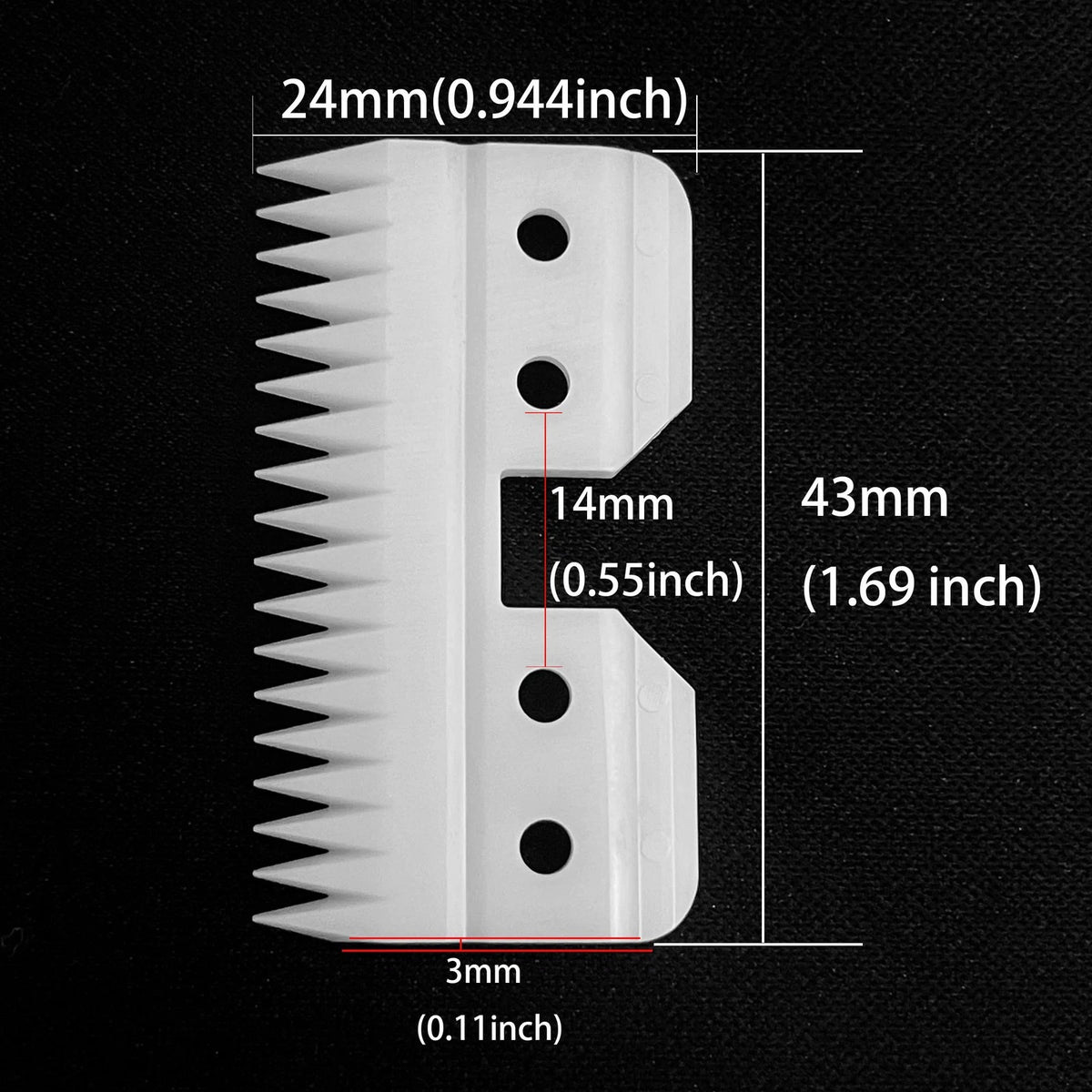 3pcs Oster Fast Feed Clipper Ceramic Blade - 2pcs 18th White and 1pcs Black