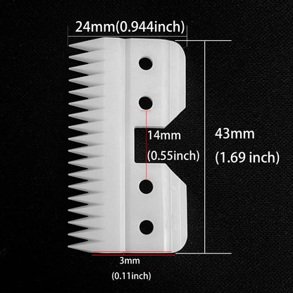3pcs Oster Fast Feed Clipper Ceramic Blade - 2pcs 18th White and 1pcs Black