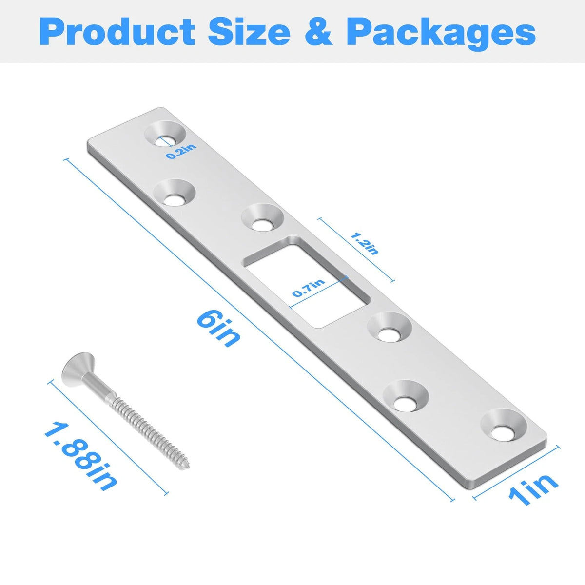 RO6G 72001 Brushed Satin Nickel Lock Short Strike Plate with 12 Silver