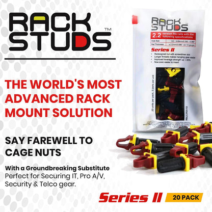 Rackstuds R20 Series II - Server Rack Screws 20 Pack | Cage Nut 20 Pack, Red